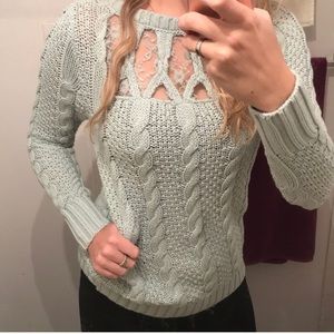 Lauren Conrad Mint green lace sweater